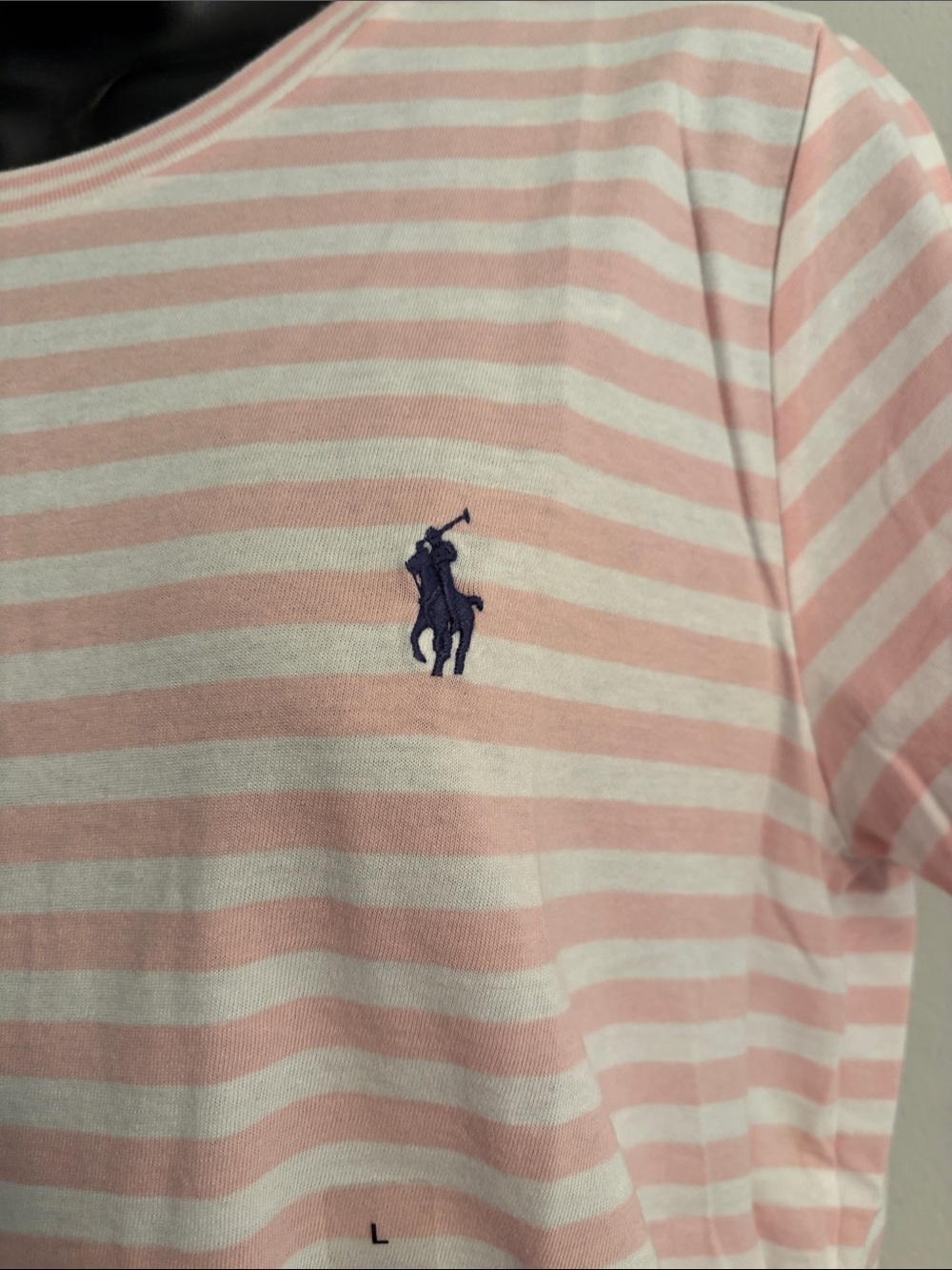 Ralph Lauren Light Pink and White Striped Crewneck Tee - Picture 2 of 3